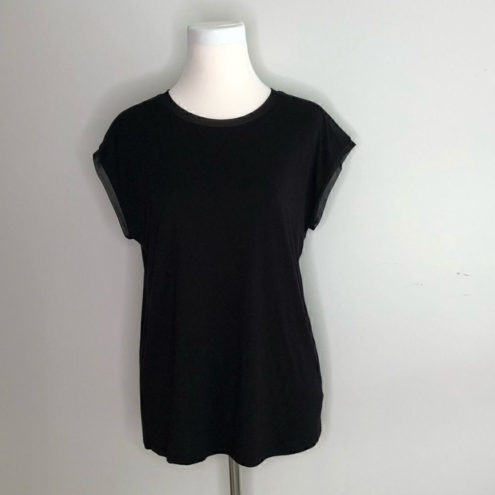 Tahari Black Shirt with Mesh Detailing